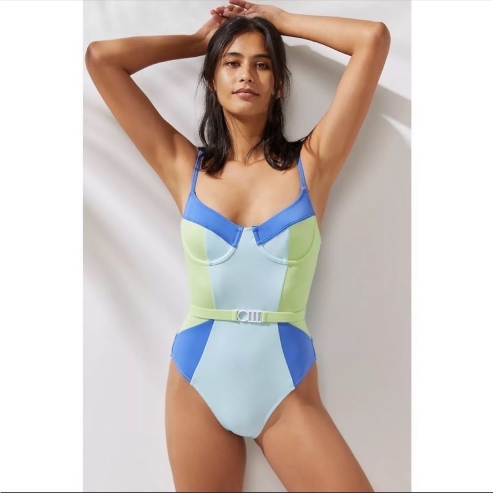 Anthropologie Solid & Striped Spencer Color Block One-Piece Swimsuit Large